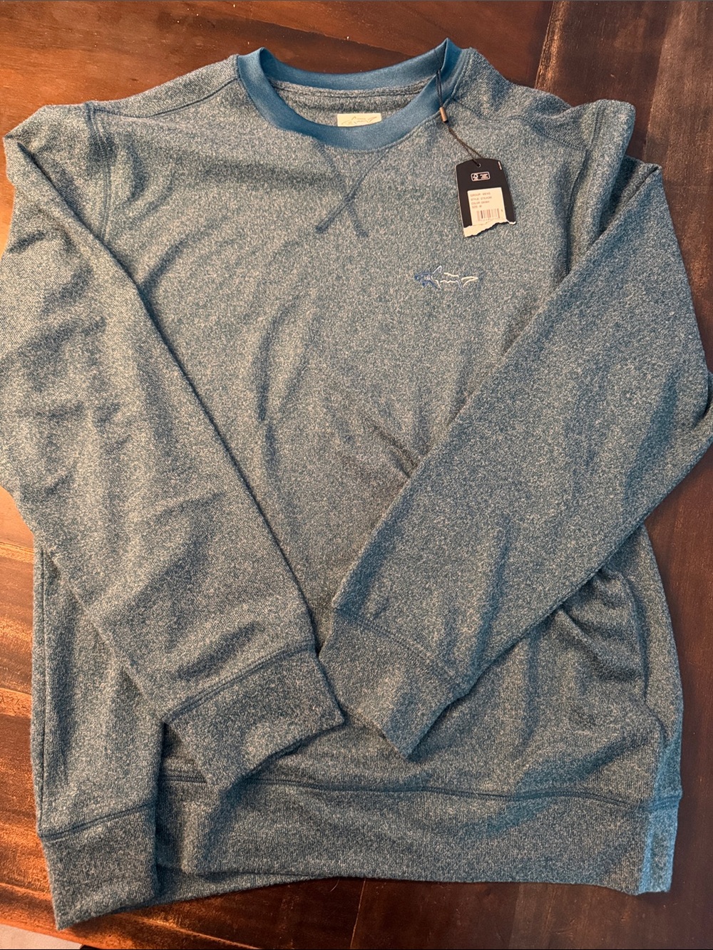 Greg Norman Collection Heathered Blue Crewneck Sweater